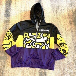 Keith Haring Members Only Windbreaker 1/4 Zip Pullover Hoodie Jacket Men's XL